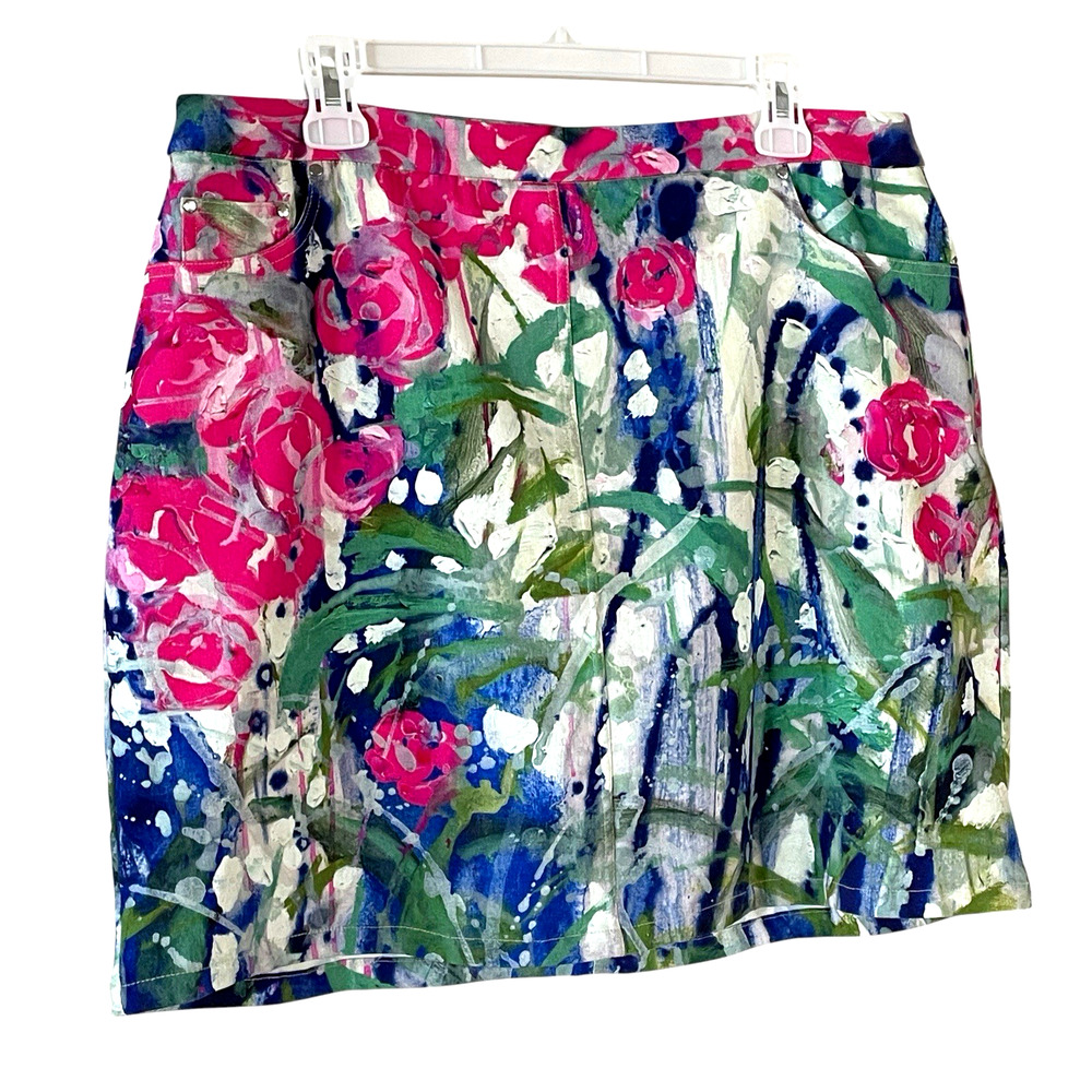 CLAIRE DESJARDINS Anthropologie Size Large Floral Activewear Pull-On Skort Women - Picture 5 of 8